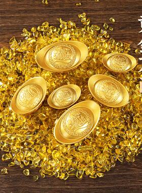 纯黄铜黄金万金元宝两招聚催财进宝黄铜沙金元宝家居桌面把玩摆件