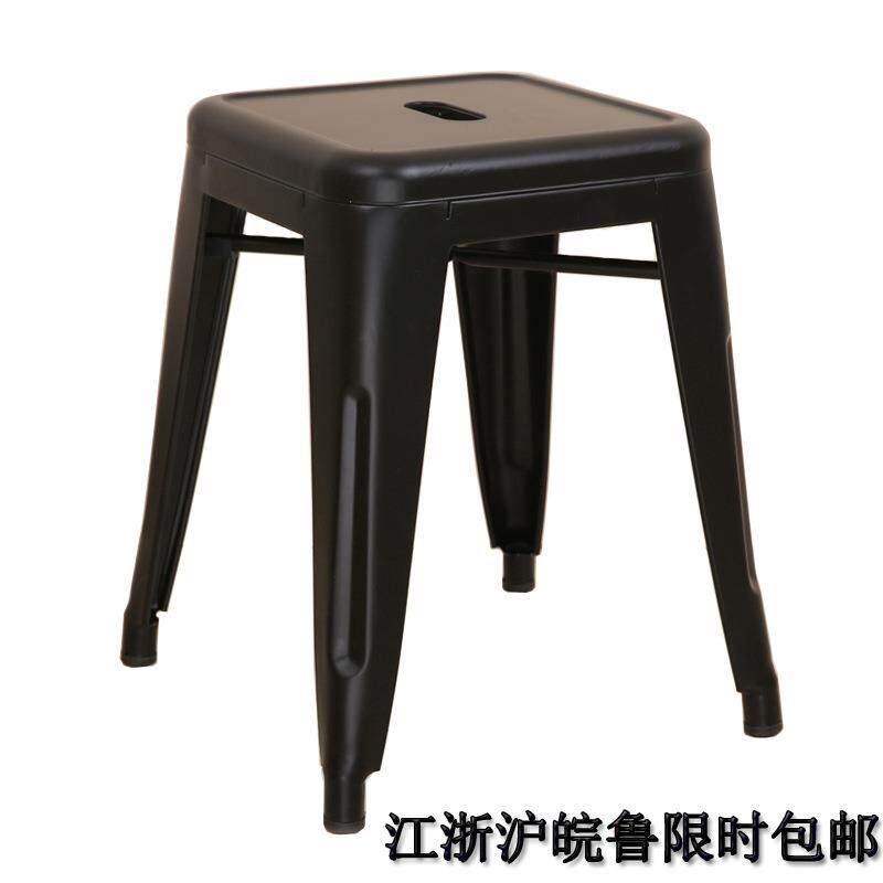 金属铁皮凳子方凳时尚创意高脚餐桌凳酒吧凳吧台椅欧式简约铁艺J&
