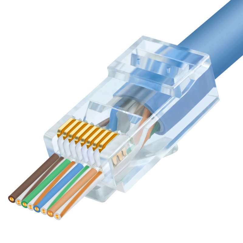 CNCOB 镀金六类千兆穿孔式网络水晶头 cat6通孔rj45 8p8c网线接头