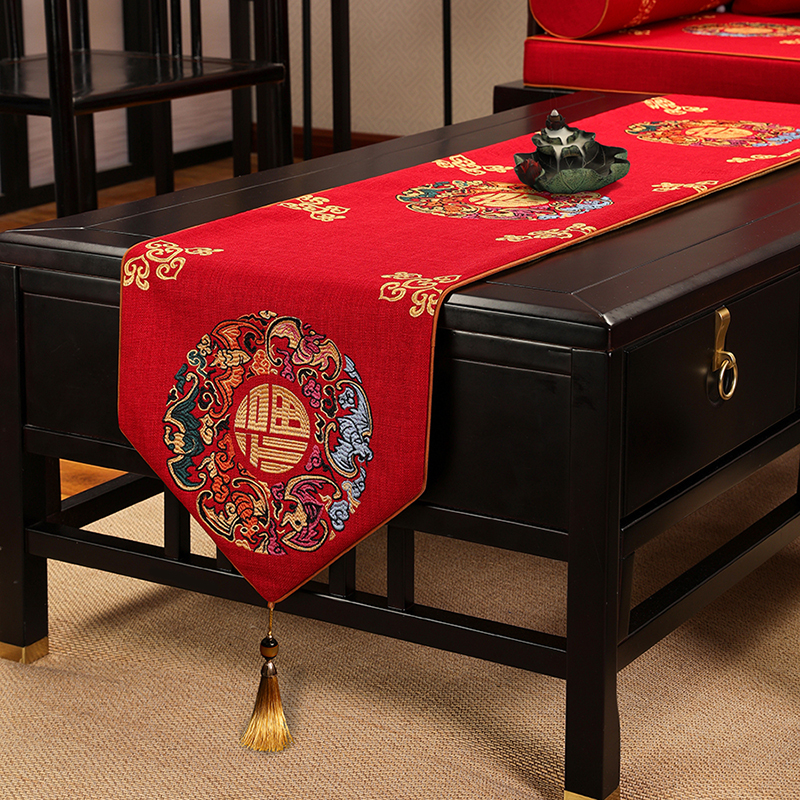 新中式桌旗禅意垫布茶席旗茶几布长条布艺茶桌餐桌电视柜桌布条旗