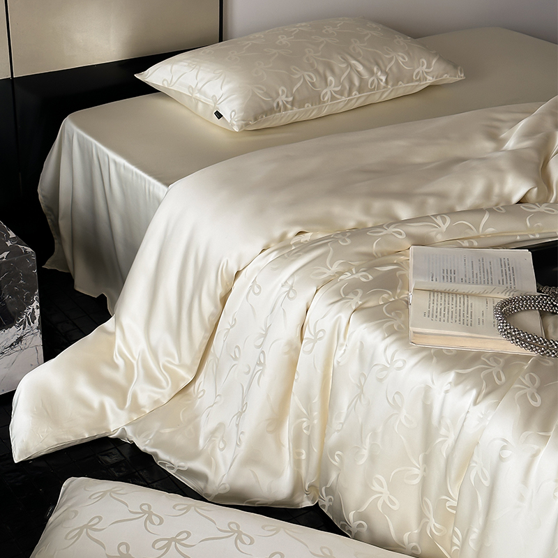 夏季100s高端提花兰精天丝四件套轻奢高级感冰丝床单被套床上用品