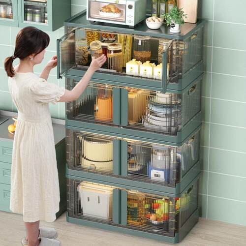 Transparent folding storage cabinet without installation