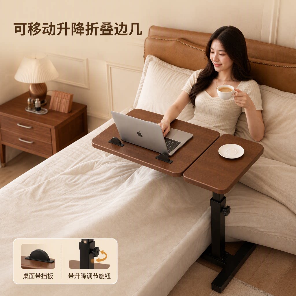 玛奇伦旗舰店可移动升降折叠边几床边桌沙发边几电脑桌办公学习
