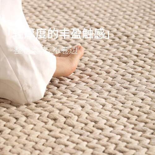印度手工编织无胶羊毛地毯客厅沙发茶几现代高级轻奢卧室耐脏地垫