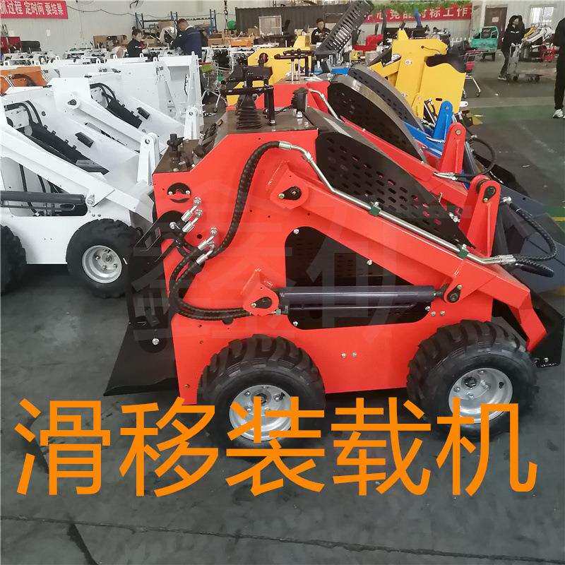 建筑园林汽油工柴油轮式小铲车养殖场电动装载机清粪便推土现货