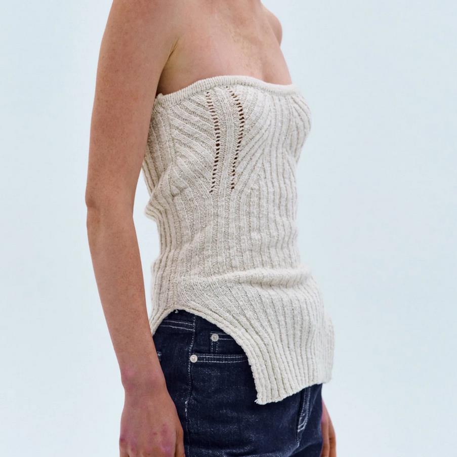 woman knit open backless sexy chest wrap shoulder line a