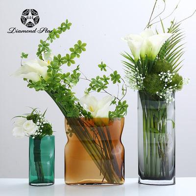 钻石星玻璃花瓶小清新样板间民宿台面装饰摆件插花器玻璃花瓶