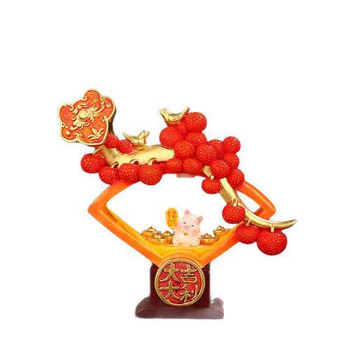 高端如意荔枝招财猫摆件中式客厅办公室装饰家居乔迁新居礼品灯