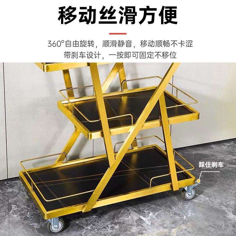 酒店小推车餐车商用餐厅移动三层豪华大号酒水车上菜车蛋糕点心