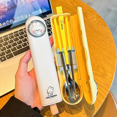 筷子勺子套装可爱便携儿童小学生专用餐具收纳盒一人用外带上班族