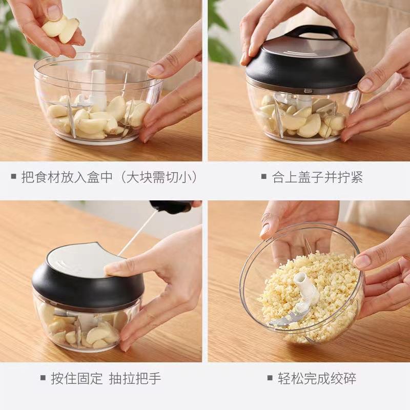 新款直销迷你料理器黑金刚绞肉机料理机拉蒜器大容量四刀耐摔防滑