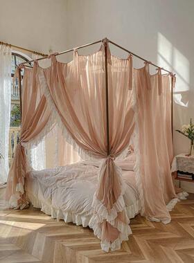 亚麻家用新款宫廷1架子床 .民公主8mx1aw2023落地老式床蚊帐防尘