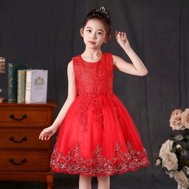 高档女童公主儿裙蓬礼服2025新款夏季童洋装蓬小纱裙女孩舞蹈演出