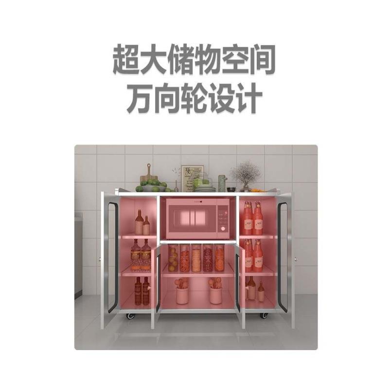 餐厅备餐台茶水柜锅具收纳储物柜置物架不锈钢餐边柜家用厨房碗柜