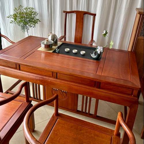 高档新椅室中式木茶桌组合全实木禅意茶泡茶红台花梨木茶台茶几一