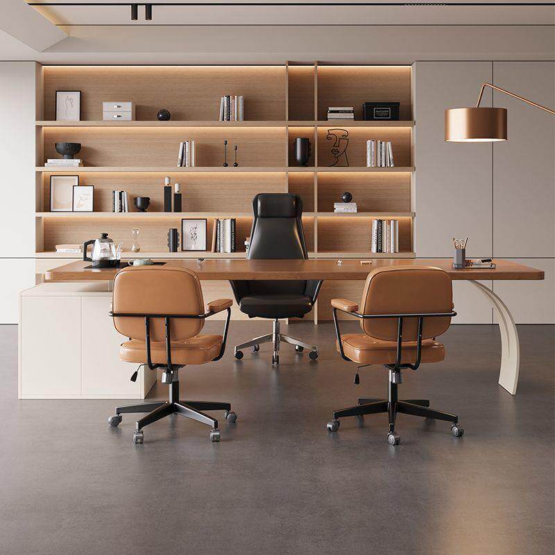 SJ现代简约实木女士办公桌茶桌一体办公室电脑桌大班台老板桌轻奢