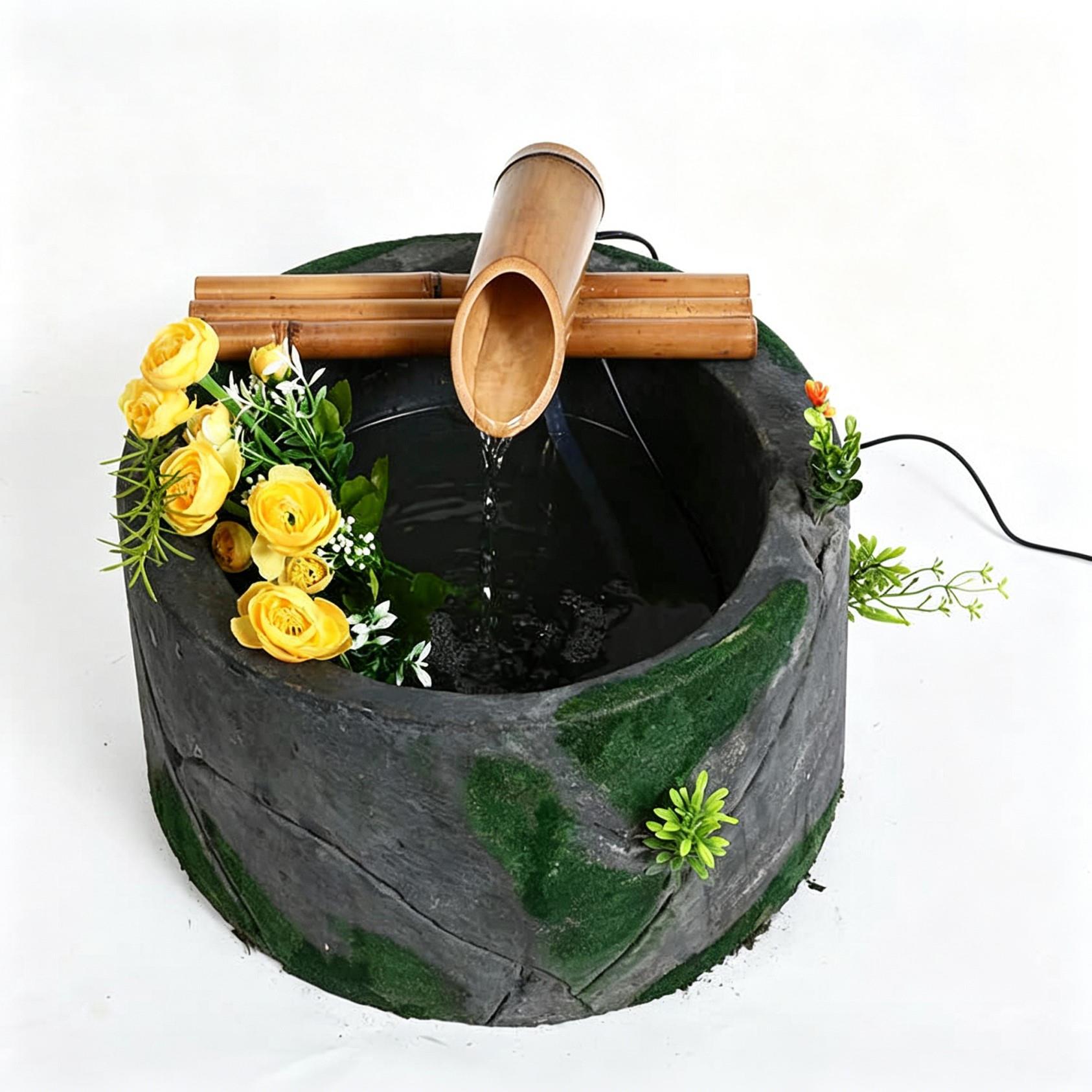 鱼缸增氧水循环流水器喷泉出水口装置水池陶罐带嘴花园造景摆件