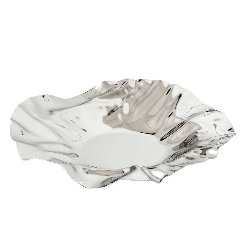 新品创意摆件收纳盘子家用花瓣轻奢水果盘 加厚304不锈钢装饰果盘