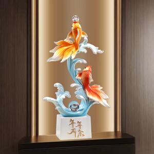 入户玄招财锦锂年年有鱼大摆件壁龛轻奢厅高档装客饰关品乔迁2507