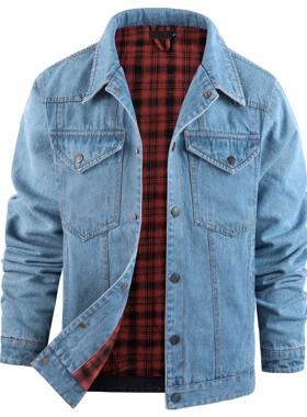 Men's plus size Western plaid flannel jacket truck driver