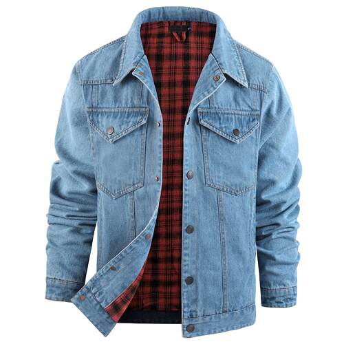 Men's plus size Western plaid flannel jacket truck driver