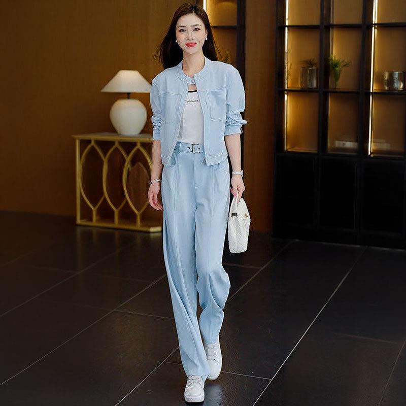 休闲时尚运动套装女2026春季新款洋气显瘦开衫短外套阔腿裤两件套