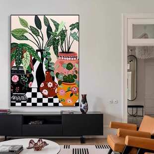 马蒂斯抽象客厅走廊装 复古花卉墙卧室潮流现代简约壁画 饰画美式