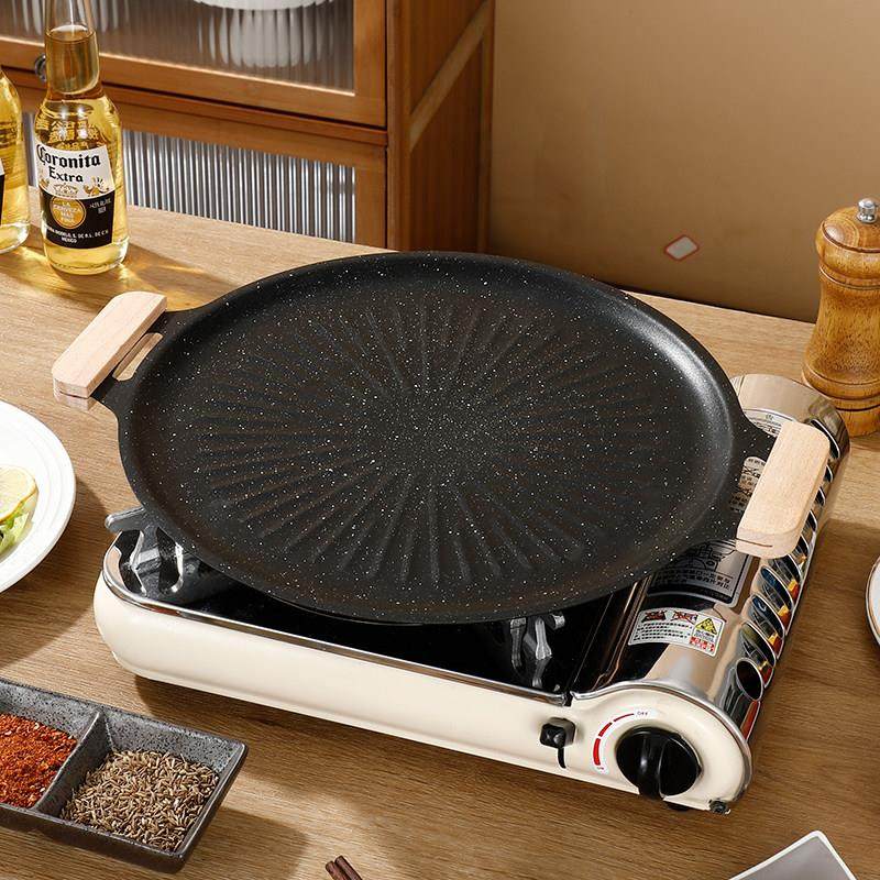户外烤盘麦饭石韩式烤肉烧烤盘家用不粘卡式炉电磁炉专用可携式铁,厨房/烹饪用具,烧烤盘,淘宝优惠券,粉丝福利购,淘宝优惠卷