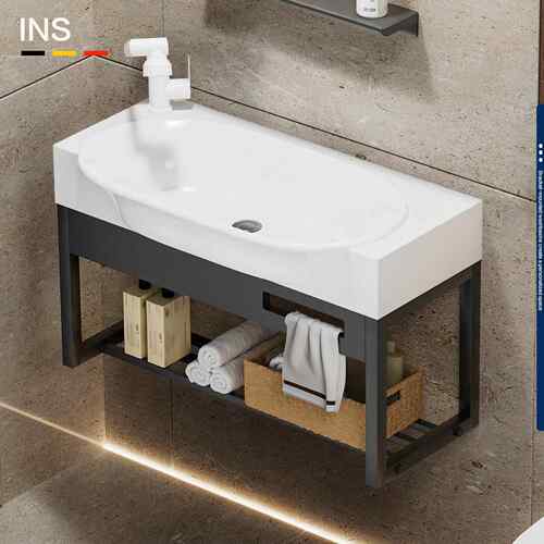 小尺寸窄边洗手盆池卫生间挂墙式洗脸盆阳台一体陶瓷洗漱台支架盆