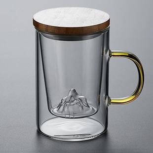 杯子雪山杯商务复古观山杯茶水分离单杯绿茶杯泡茶高档杯过滤加厚
