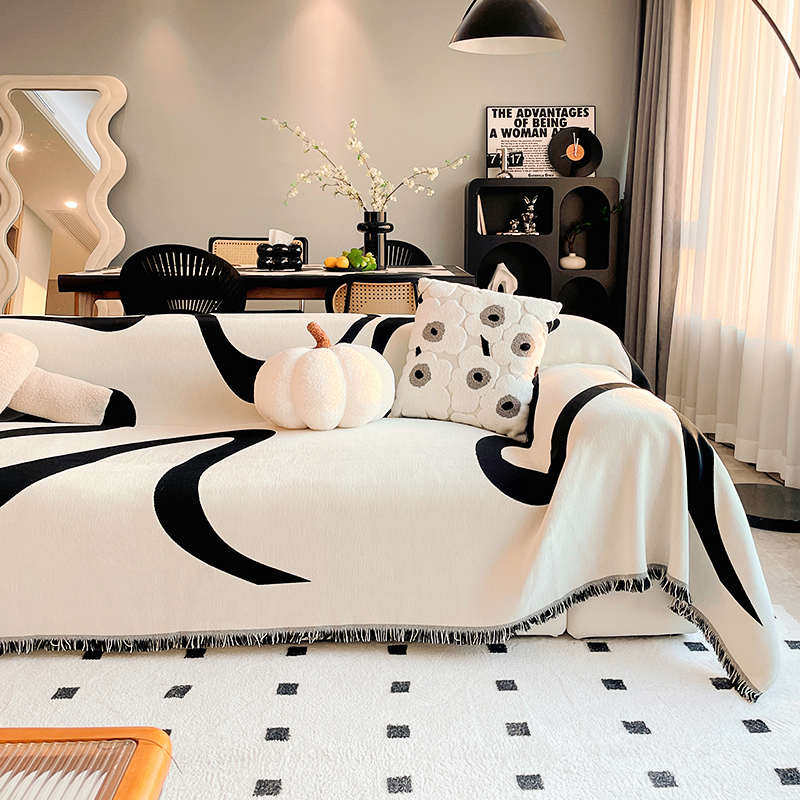 ins简约高级感现代雪尼尔沙发巾防滑防猫抓全包万能沙发盖布新款