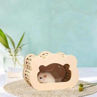 Wooden Hamster Hideout Habitat Decor Nest Activity Shelter
