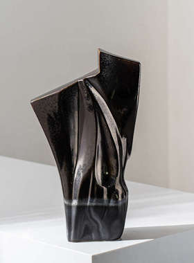 艺贝子侘寂风中古电镀陶瓷艺术装饰品客厅几何样板房民宿摆件