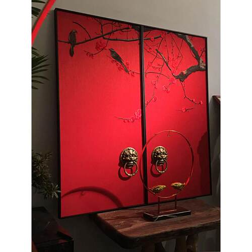 新中式沙发背景墙装饰画古典玄关刺绣壁画餐厅卧室样板间高端挂画