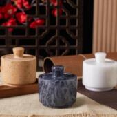 北欧天然大理石调味罐盐罐胡椒味精罐带盖子调料容器精致高档收纳