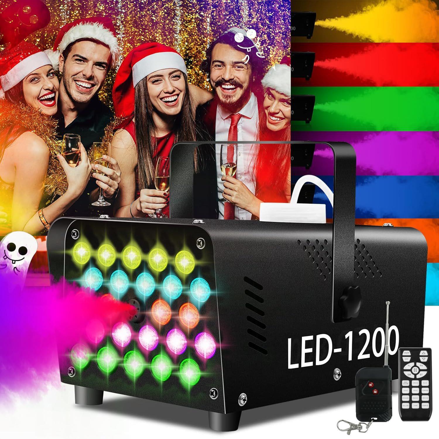 24颗LED1200W遥控烟雾机全彩烟雾机舞台灯光万圣节烟机雾机