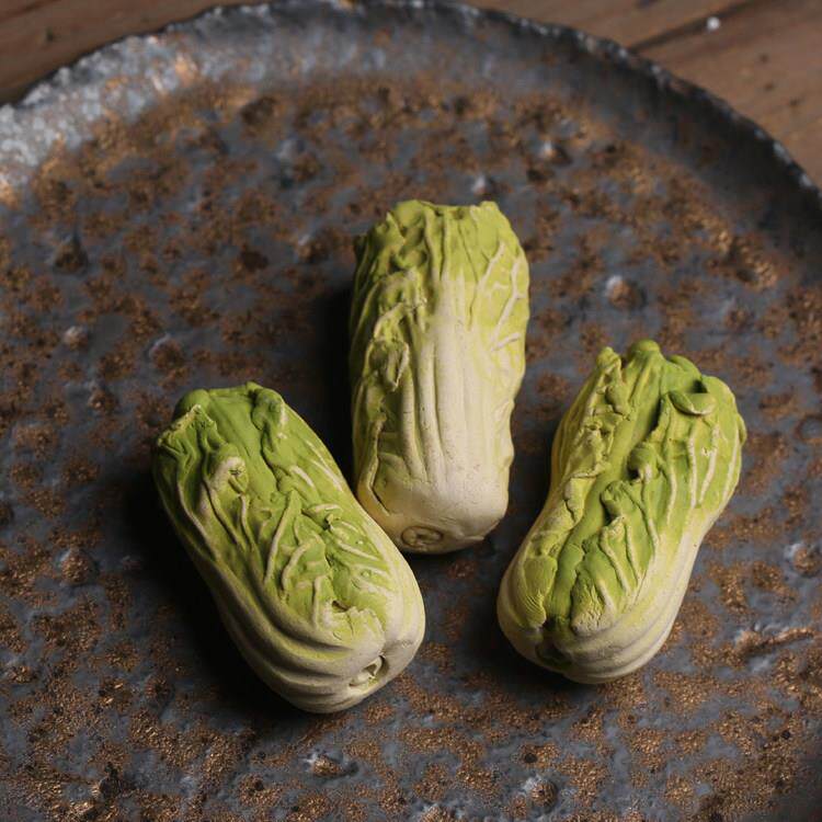 纯手工紫砂小白菜 百财摆件宜兴小摆设茶桌茶宠陶瓷创意个性彷真