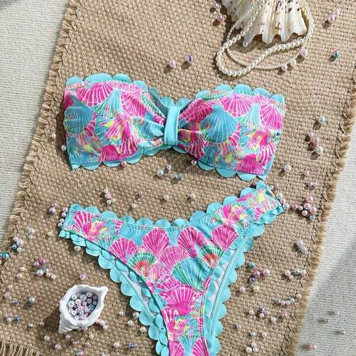 New Sexy Backless Triangle Floral Bikini Set , Slimming All