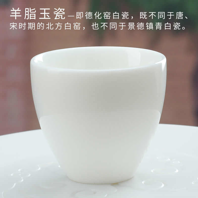 品茗杯羊脂玉瓷陶瓷茶杯主人杯子描金高档小个人厚釉德化白瓷