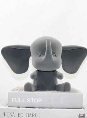 现代约树脂植绒小飞托盘摆件置物装象饰植绒小飞简卡通可爱样板居