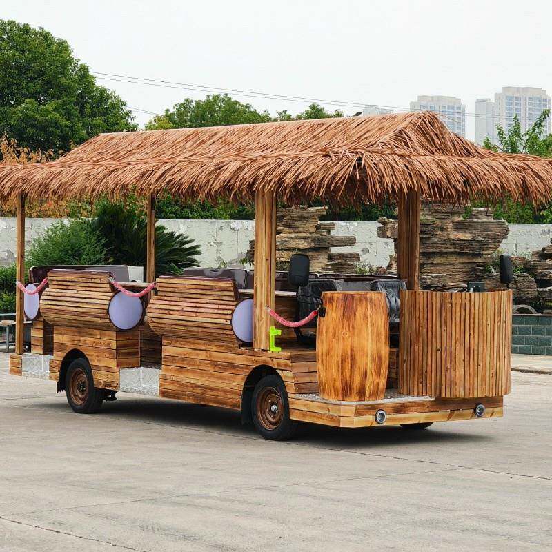 主题特色景区观光车17座敞开式啤酒车款海边游览游玩车