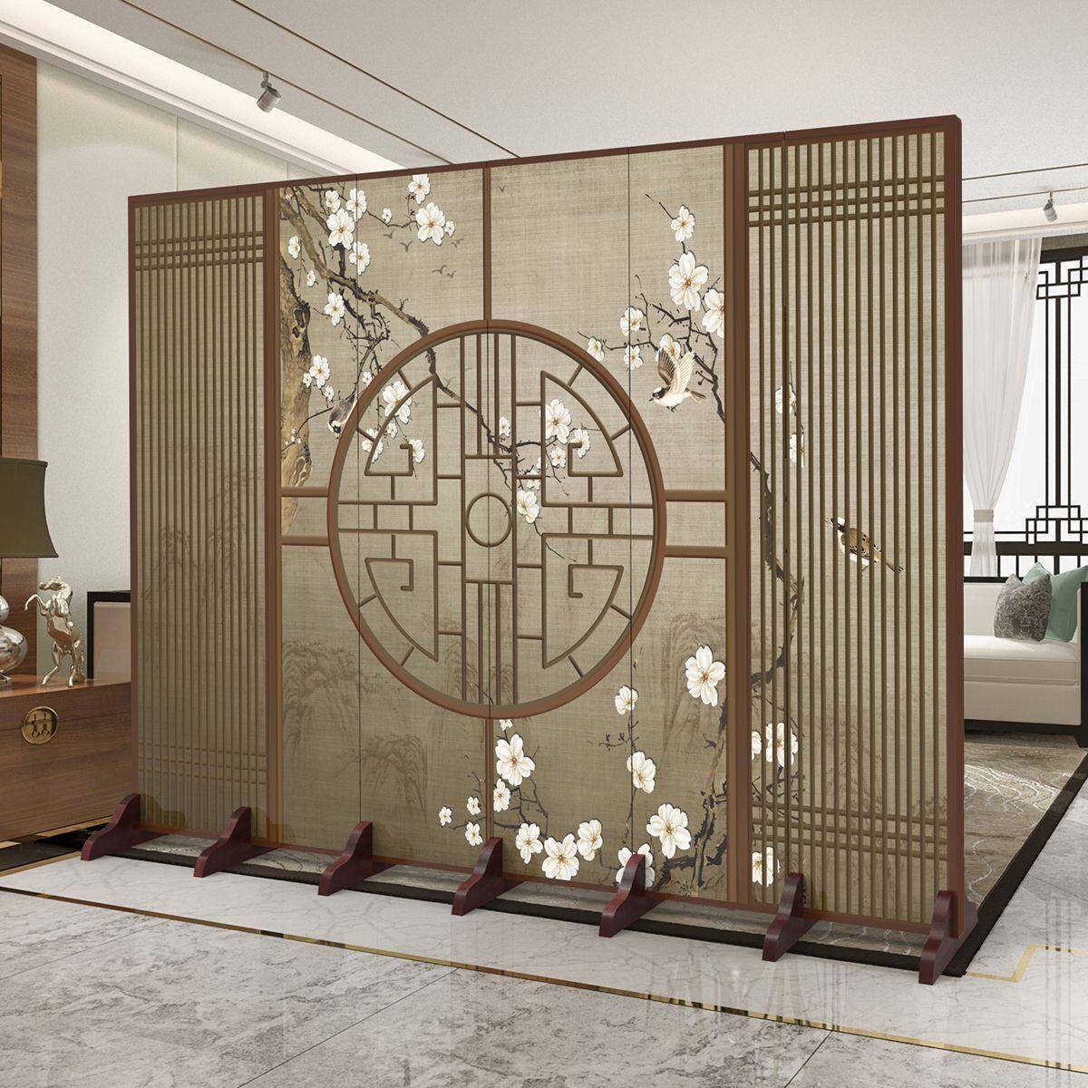新中式折叠移动屏风隔断客厅办公室公司酒店入户玄关进门遮挡双面