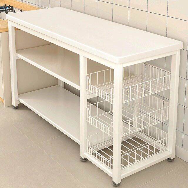 厨房多功能置物架多层微波炉锅具收纳架家用切菜桌子落地菜篮边柜