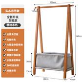 新款 折实衣帽架落地樱桃木木色衣架卧室可叠晾衣架家用挂放衣服架