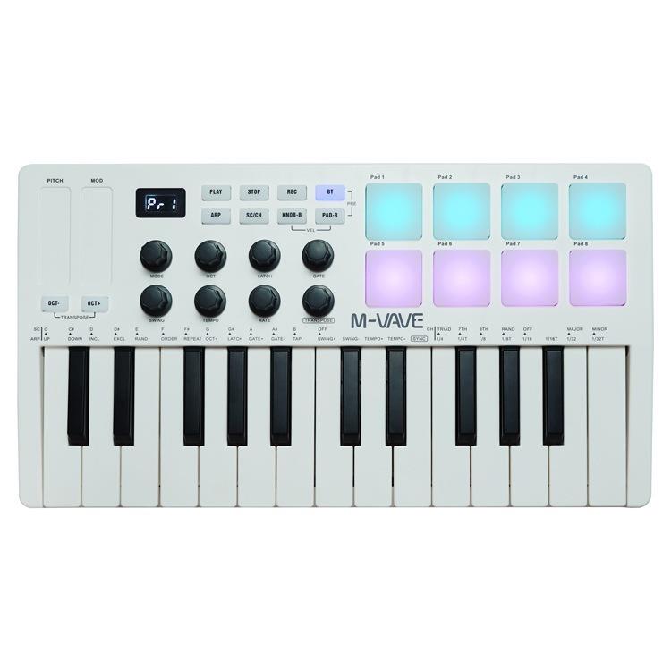 M-VAVE SMK-25 MIDI键盘 控制器 便携编曲键盘 RGB打击垫键盘