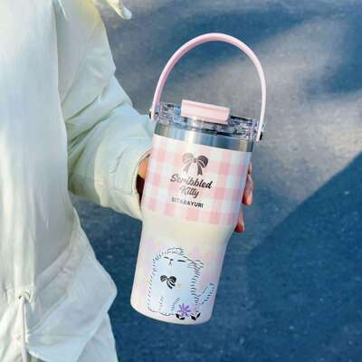 SITARAYURI新品高颜值便携软手提卡皮巴拉冰霸杯便携双饮保温杯