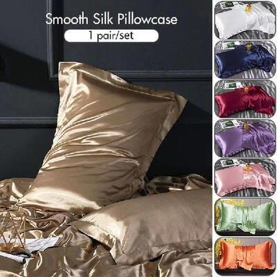 1 Pair Natural Mulberry Satin Pillow Case Anti-wrinkle