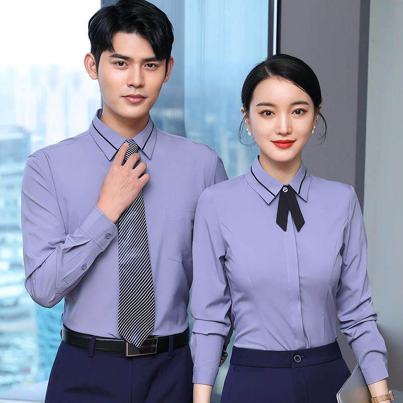 酒店前台服务员工作服男女短袖衬衫KTV餐饮饭店正装长袖衬衫工装