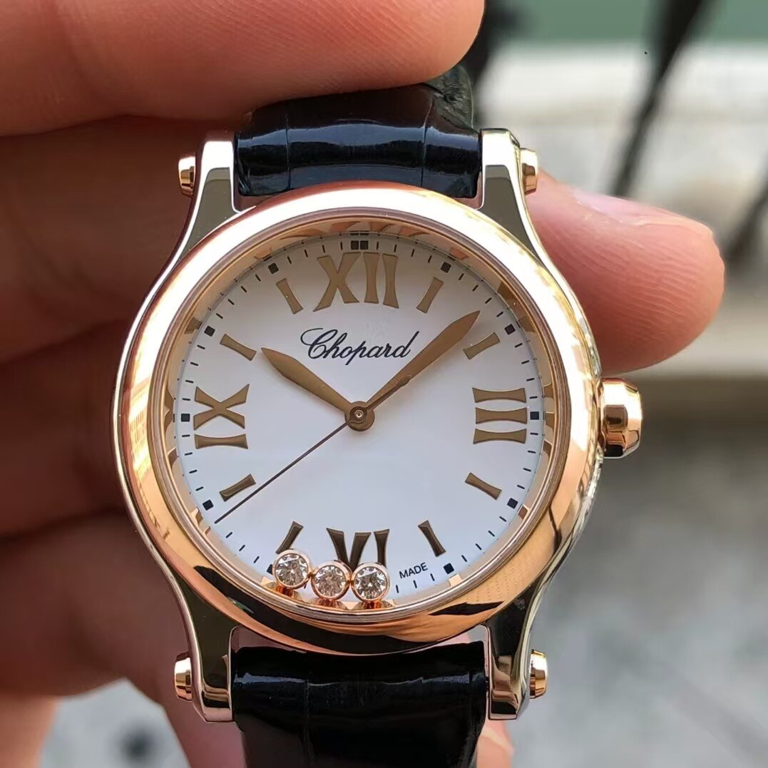盒证98新30mm萧邦快乐钻系列间金3钻278590-6001石英女表正品