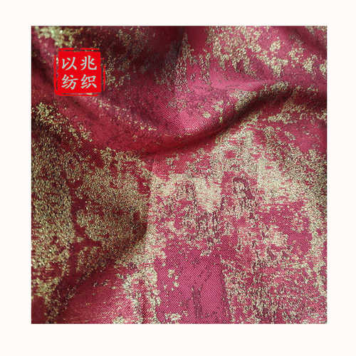鎏金油墨感经典深蓝色织面料女装秋冬鞋服复古上衣重工花束包装布